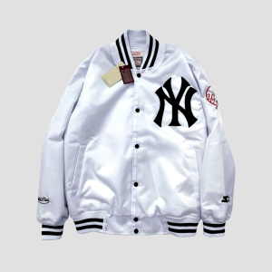 Jaket Baseball Varsity Pria Wanita Casual Vintage Putih Bordir - Akar Official Shop