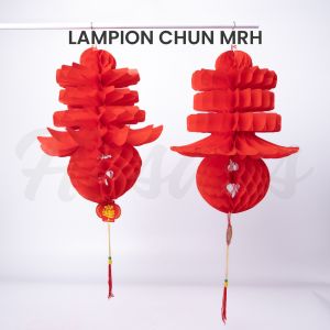 [2 Pcs] Lampion Kertas Imlek Merah / Lampion Lipat Tahun Baru Imlek / Dekorasi Hiasan Sincia / Lampion Chun Mrh