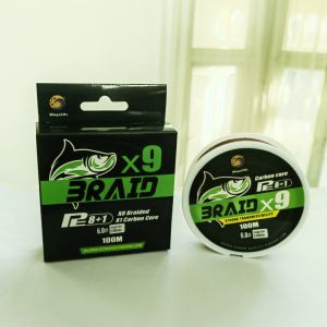 Bingolife Senar PE X9 Benang Pancing Dikepang Karbon 100m Lembut Fluorocarbon Braided Fishing Line Kuat Mulus Senar Pancing 0.165mm 10.7kg