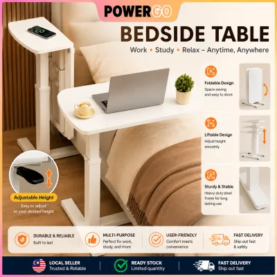 Foldable Bedside Table Adjustable Laptop Desk Ergonomic Lift Design Space Saving Study Workstation for Home Office