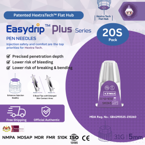 Easydrip™ Plus Pro Insulin Pen Needles 31G 5mm 10S 20S 30S Thin Wall High Flow Pain-Free Sterile Universal