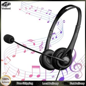 [Auto Vodool]Noise Cancelling Headset Clear Call Universal Stereo Headphone USB Wired Headsets for Call Center Online Class Rraining