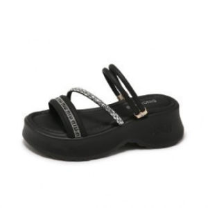 [Free Shipping] Fashionable One-Strap Wedge Heel Sandals For Women 2026 Summer Outdoor Wear Non-Slip Platform Casual Sandals High-End