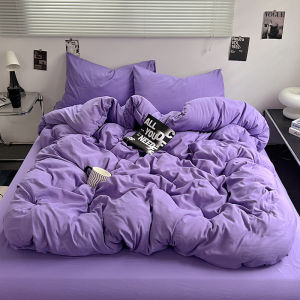 Dansunreve 3/4ใน1 สีพื้น ชุดเครื่องนอน ฝ้ายซักน้ำ 🛏ลอกผ้านวม ผ้าปูที่นอน ปลอกหมอน 6ฟุต 5ฟุต 3ฟุต bedding set นุ่ม เป็นมิตรกับผิว