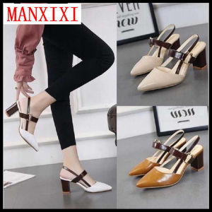 MANXIXI Brand Korean Version Mules Shoes High Heels 2.36 Inches Sandals For Women (34-42 Size)