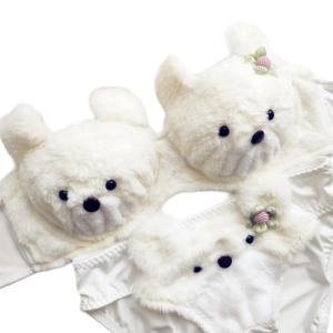 2Pieces Anime Lingerie Cute Soft Underwear Comfortable Plush Bra Panty Set Cartoon Bear Bra and Panties for Womens Girls