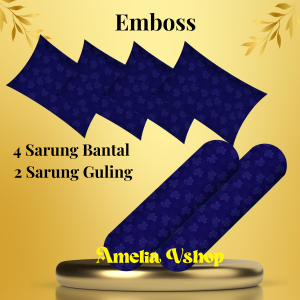 Paket Hemat 6 Pcs Sarung 4 Bantal 2 Guling Motif Timbul Polos Emboss Sarban Korean Style Bahan Katun Polymicro Lebih Tebal