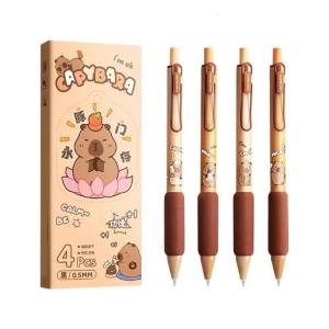 4PCS Cartoon Gel Inks Pen Quick Dry Retractable Gel Pen 0.5MM Pen Point Comfortable Grip for Daily Writing Journaling
