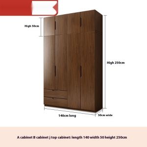 Solid Wood Wardrobe Bedroom Home Cupboard Nordic Minimalist Storage Cabinet Small Unit Wardrobe with Drawers