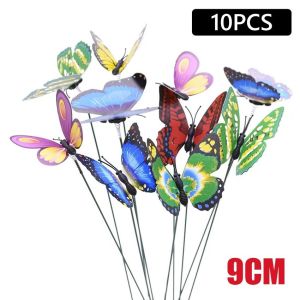 SUERTE 10/50pcs 3D Simulation Butterfly Yard Flower Pots Colorful Stakes Outdoor Garden Decoration