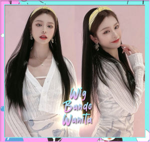 Wig Bando Cantik Motif Menarik / Bando Wig Wanita Lurus Panjang Rambut Halus - Yellow Striped Bando