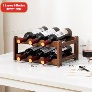 Bamboo Wine Rack Organizer 6/9/16 Bottles 2/3/4Layers Display Waterproof Anticorrosive Living Room Wooden Wine Holder