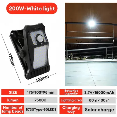 OOKAS solar clip light solar light outdoor waterproof solar garden light 350W motion sensor light
