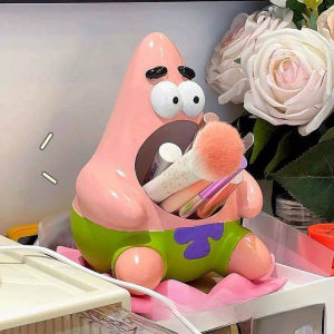 Kawaii Pen Holder Desktop Organizer Cute SpongeBob Patrick Star Office Stationery Cosmetics Storage Box