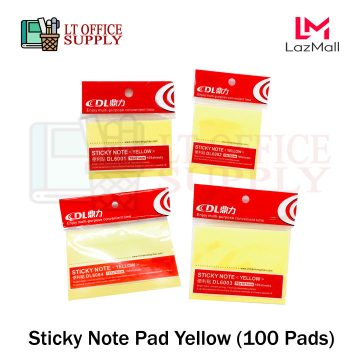 DL Sticky Note Pad Yellow Color 100 Sheets | Lazada PH