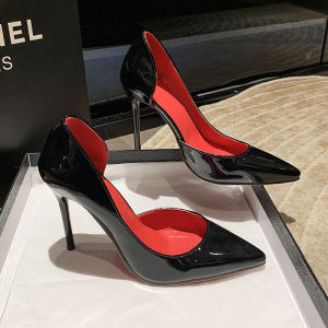 Free Shipping WomenS High Heels Stiletto Black With Red Sole 10Cm Plus Size Pointed-Toe Pumps Office High Heels