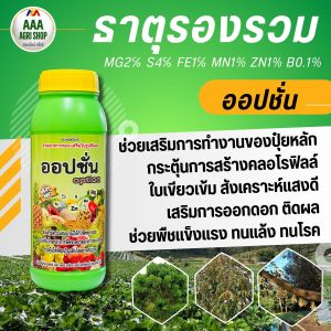 ออปชั่น - ธาตุอาหารรองเสริมรวม 6 ชนิด ธาตุรองเสริมรวม สูตรเข้มข้น บำรุงใบเขียว เสริมดอก ติดผล พืชแข็งแรง ทนแล้ง ทนโรค