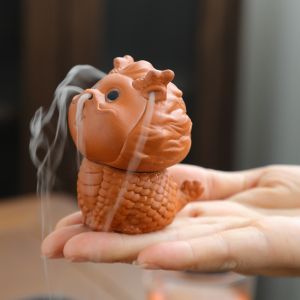HJKL Con rồng Trà Đất Sét Tím Pet Linh vật dễ thương Tượng nhỏ Trang trí bàn Thần Thú Sáng tạo Chơi trà Đồ trang trí động vật để bàn Phòng trà
