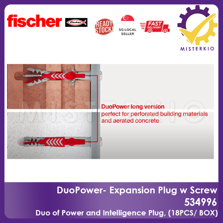 FISCHER%20DUOPOWER%20Expansion%20Wall%20Plug%20with%20Screw%20Set,%2018PCS/%20BOX,%205x25MM,%20Easy%20installation%20for%20home%20uses,%20534996%20-%20Image%206