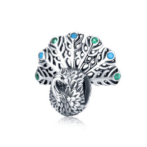 BAMOER น่ารัก3D เปิดนกยูงลูกปัดโลหะ Charm Fit แบรนด์หรูต้นฉบับเงิน925สร้อยข้อมือกําไลข้อมือ3มม. เครื่องประดับ SCC1260