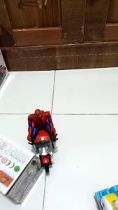 BISA COD PROMO MAINAN ANAK ULTIMATE SPIDERMAN MOTORCYCLE LED BRO 1424