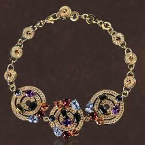 KQDANCE Luxury Multi Colored Round Circle Lab Grown Sapphire Bracelet Womens Bracelets Gold Plated Bracelet Silver 925 Jewelry
