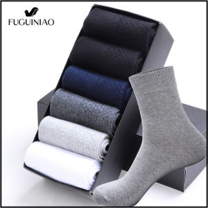 Fuguiniao Chất lượng cao casual của nam giới kinh doanh Socks cho nam giới cotton thương hiệu Sneaker Socks khô nhanh đen trắng dài Vớ 5 cặp