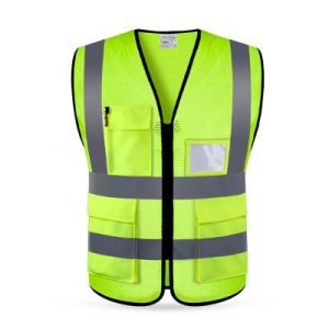 Qaao High Visibility Safety Vest with Pocket Reflective Strips Zipper Front Safety Vest for Construction Workwear Night Riding Sports
