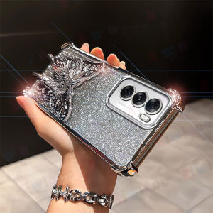 Long lanh sang trọng Gradient mạ điện Ốp điện thoại cho OPPO RENO 12 5g với bướm khung shinning TPU Silicon mềm chống sốc chống rơi bảo vệ Bìa nsf05