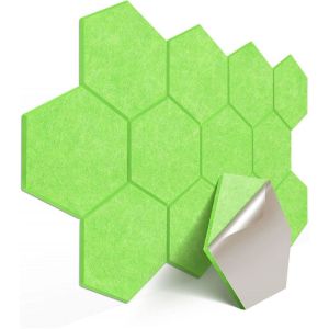 BEIYIN แผงอะคูสติกหลายหกเหลี่ยมขนาดใหญ่12แพ็ค35X30CM แผ่นดูดซับเสียงแบบติดด้วยตนเองความหนาแน่นสูงตกแต่งผนังป้องกันเสียงฉนวนกันความร้อน