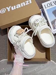 [Free Shipping] Cute Cartoon Clogs For Women To Wear Outside In Summer With Thick Soles Height-Increasing Non-Slip Odor-Resistant Closed-Toe EVA Slippers