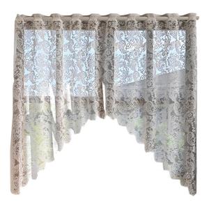 Machine Handwoven White Lace Curtain Panel Half Clear Materials Quick Installation Portable for Renters Homeowners