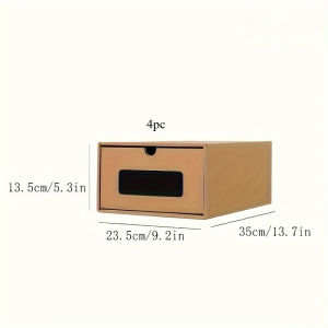 4Pcs Heavy Duty Thickened Shoe Box with Transparent Window Drawer Style Storage Organizer for Shoes Socks Underwear