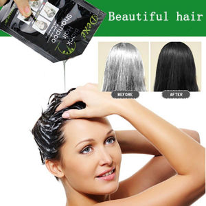 10 Bag Black Hair Shampoo 5 Mins Dye Hair Into Black Natural Faster Hair Restore Colorant Shampoo For Elder