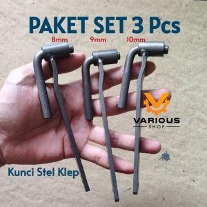 Paket Set 3pcs Kunci Stel Klep L Motor 8 9 10 mm Atur Setelan Mesin Valve Adjustment Spaner.