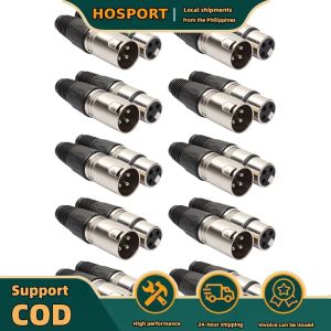 【HOSPORT】 20pcs 3 Pin Audio Microphone Connector Socket Panel Mount Chassis 10 Male 10 Female MIC Jack Plug Zinc Alloy for Mixer Amplifier