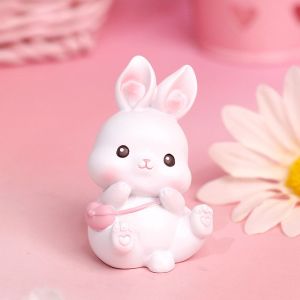 QIXING Bonsai Model Cake Topper Child Easter Bunny Home Decoration Educational Toy Car Interior Accessories Animal Model Easter Decorations Party Dessert Decor Figure Toys Resin Rabbit Figure Bunny Cake Decoration
