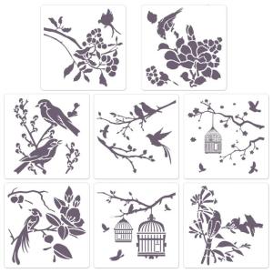 8 cái hoa đẹp chim stencils templates sơn sổ lưu niệm nhiều lần trang trí nội thất Album giấy DIY Kid sinh viên