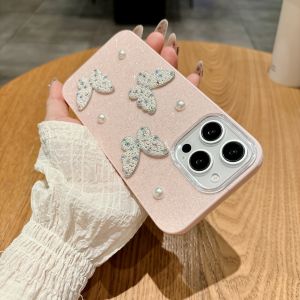 กลิตเตอร์ดีพรีเมี่ยม3D ผีเสื้อและเคสโทรศัพท์ IMD ไข่มุกสำหรับ iPhone 11 12 13 14 15 16ซีรีส์