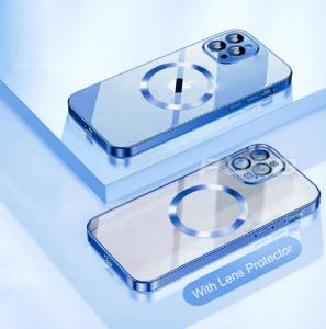[With Lens Film] FLOVEME Luxury Plating Magnetic Phone Case For iPhone 13 12 11 Pro Max 13 12 Mini X XR XS Max 7 8 Plus Wireless Charging Camera Lens Protection Clear Back Cover