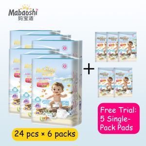 Mabaoshi Korean Diaper 6XL for Chubby Baby Diapers Pants Ultra Soft Dry Pants For Toddler/Teenager (144 Pcs/6 packs)