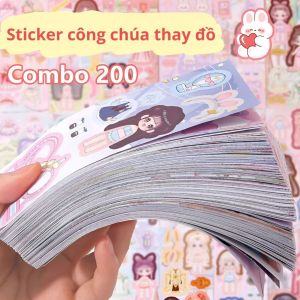 【200 Tờ】Bộ Decal Trẻ Em Hình Công Chúa - Decal Giấy Dán Thay Đồ Cho Bé Gái - Phụ Kiện Sáng Tạo Trang Trí Sổ Tay