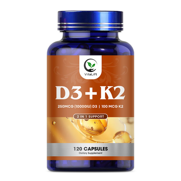 VitaLift Vitamin K2 (MK7) with D3 Supplement Non-GMO Formula 10000 IU ...