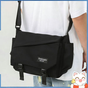 Black/White Nylon Crossbody Bag Dustproof Messenger Bag Large Capacity Shoulder Bag Daily Commuter Bag