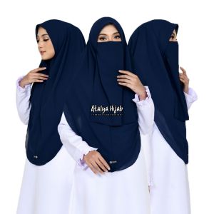 Khimar Syari Segiempat Hafizah Instan Dua Layer Jumbo Free Cadar 2 layer