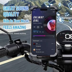 3-in-1 Motorbike Phone Holder Waterproof Bluetooth Induction Speaker 360 Degree Rotation Motorcycle Handphone Stand GPS Navigation Mount