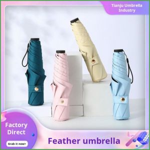 Sun Refined and Beautiful Feather Fully Automatic Tri-fold Umbrella Wind-resistant Skeleton