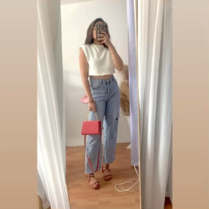 ELfille Official - cropped vest korean knitted top