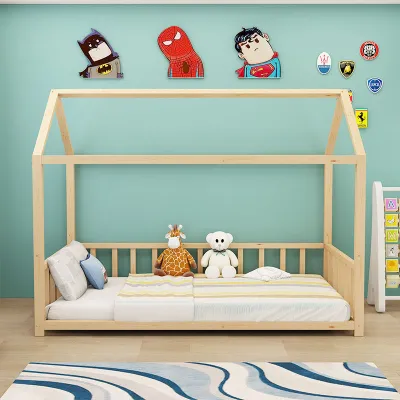 European-style Kids Bed Solid Wood Baby Bed Princess Bed Childrens Tent Bed Sleeping and Gaming House