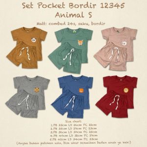 Setelan Baju Anak Bayi Laki Laki Usia 0-12 Bulan | baju stelan bayi cowok 6 12 bulan | kaos pineapple kids setelan anak perempuan | setelan cowok anak laki laki 2 thn - Set Pocket Bordir Pineapple Kids